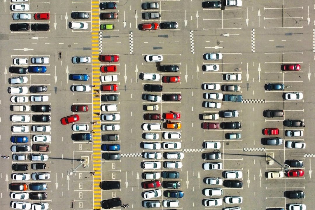 Overhead shot of a parking lot
