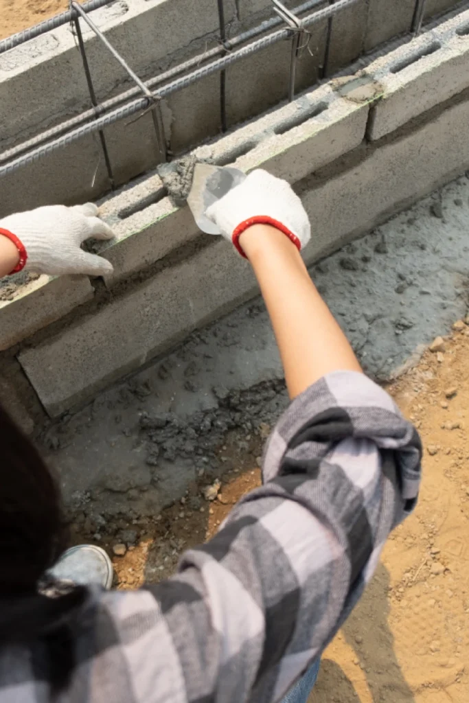 concrete hollow blocks laying